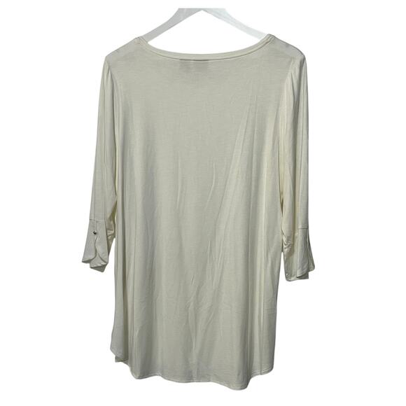 Chico's Zenergy Envelope Hem Tunic Top 3/4 Sleeves 2 Women's 12/14 White/Ivory - Picture 2 of 11